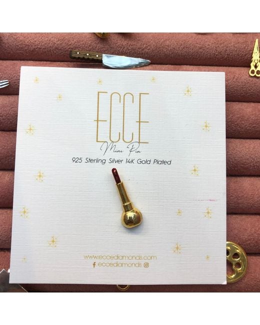 Ecce | Artisan Diamonds White 925K Sterling Lipstick Mini Pin