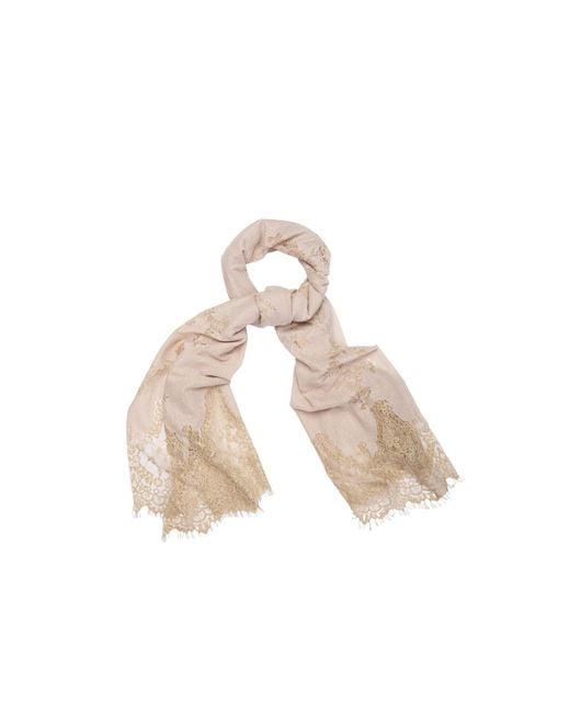 Saachi Pink Luminous Lace Shimmer Taupe Scarf
