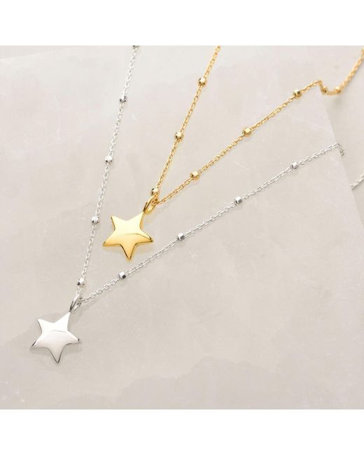 Nellou Jewellery Metallic Star Charm Necklace Plated Sterling