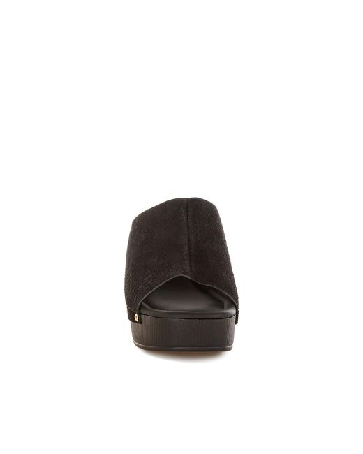 Rag & Co Brown Masaki Soft Suede Leather Wooden Clogs