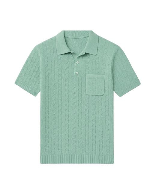 Live Kolibri Green Resort Wear Cashmere Feel Polo Shirt for men