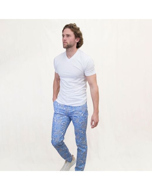 Lords of Harlech Blue Jack Handcut Floral Pant for men