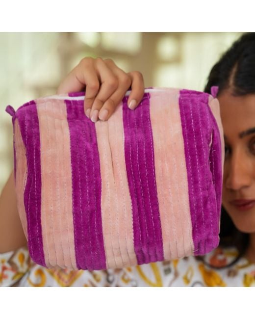 Conscious Yoga Collective Purple The Striped Velvet Travel Set