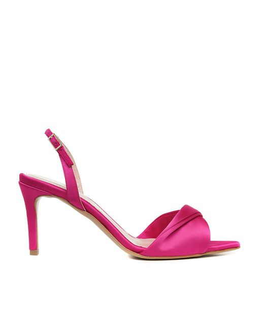 Ginissima Pink Chloe Fuchsia Satin Sandals Low Heel
