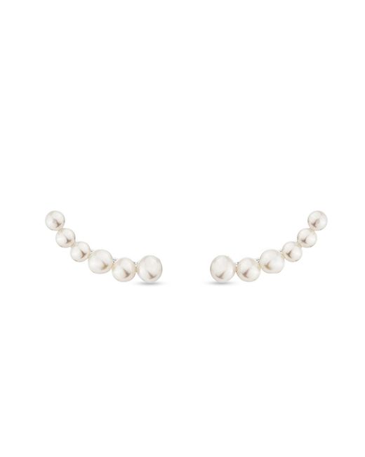 SALLY SKOUFIS Metallic Luna Ear Climber With Natural Pearl