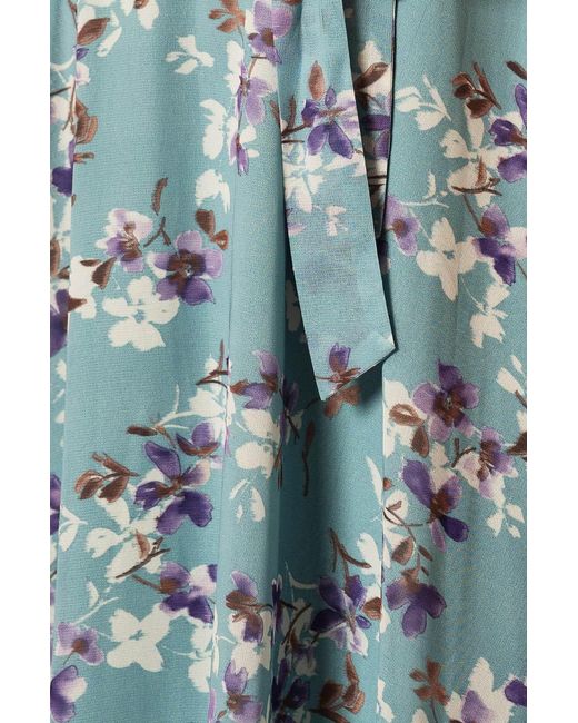 Yumi' Blue Blossom Skater Midi Dress With Angel Sleeves