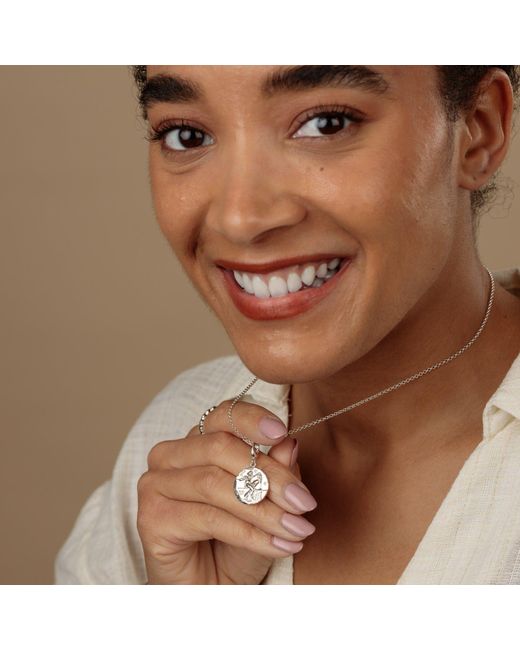 Lily Charmed White Sterling Aquarius Zodiac Charm Necklace
