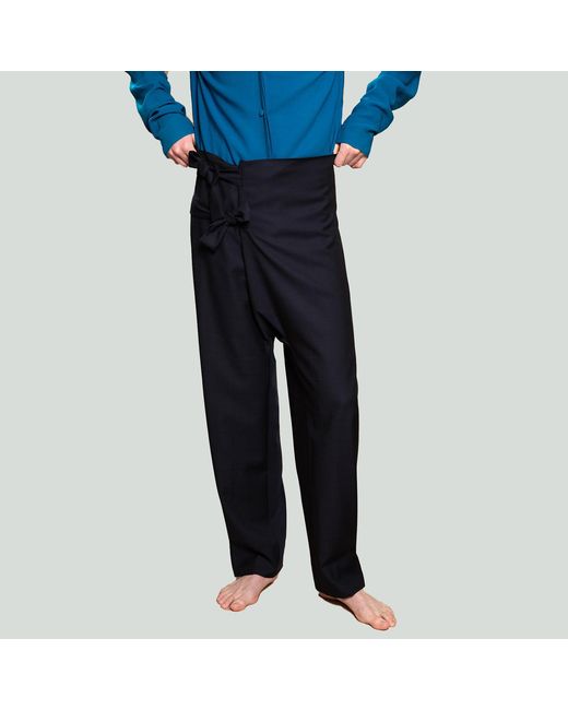 MOE Blue Deep Check Wool Pants for men