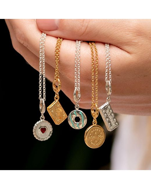 Lily Charmed Metallic Plated Rich Tea Biscuit Charm Necklace