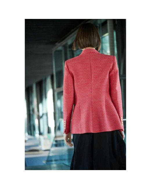 The Extreme Collection Pink Tweed Blazer With Contrasting Lapel And Single Button Vicenza