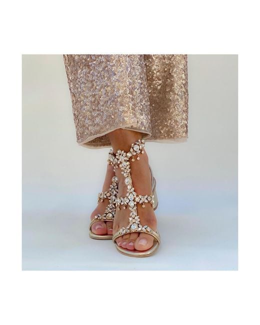 DAMAPREZIOSA Metallic Matilde Crystal-Embellished Vegan Jewel Sandal