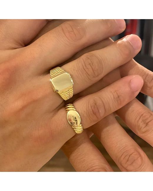 VicStoneNYC Fine Jewelry Yellow Screw Band Design Oval Signet Ring for men