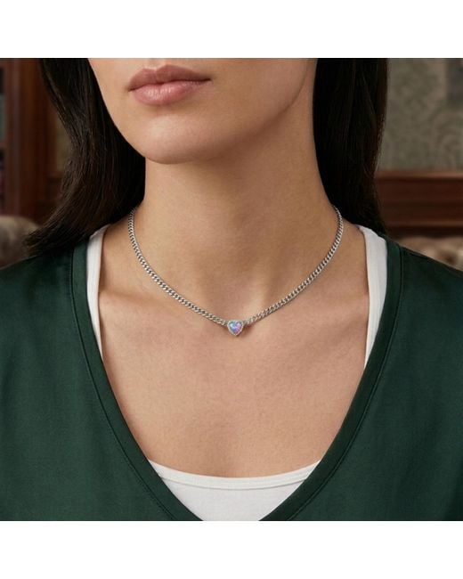 BLOOMTINE | Earth Angel HQ Blue Loves Frequency Mini Plated Fire Opal Heart Choker Necklace