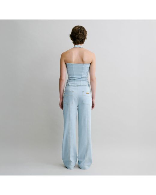 Luroq London Blue Panelled Denim Trousers