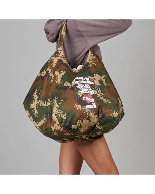 Love and Nostalgia Green Don'T Gamble With Love Jumbo Camo Bag