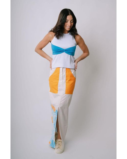 San Malo Orange Caroline Floral Midi