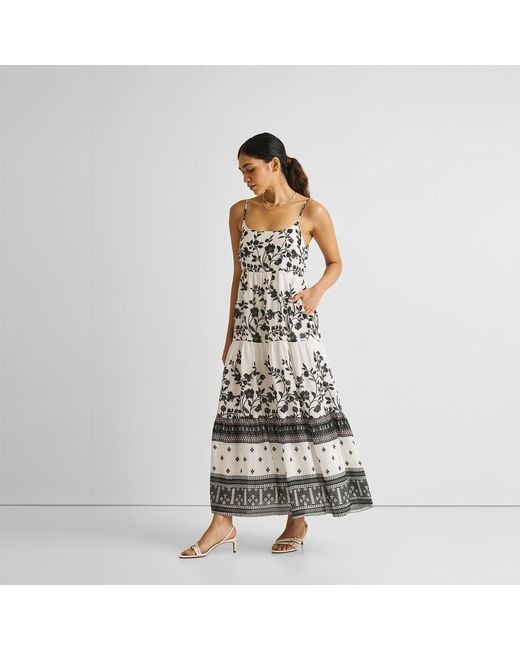 REISTOR White Strappy Tiered Maxi Crepe Dress