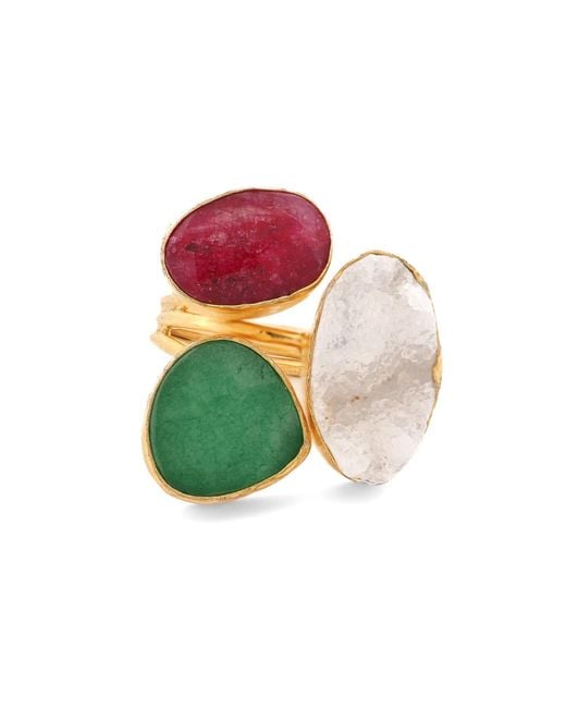 Ebru Jewelry Multicolor Divine Earth Triple Adjustable Gemstone Ring