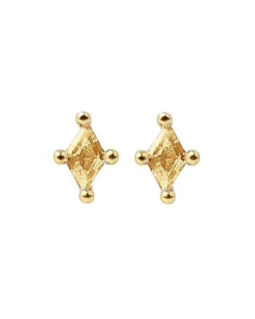 Harfi Metallic Tiny Citrine Stud November Birthstone Diamond Shaped Earrings