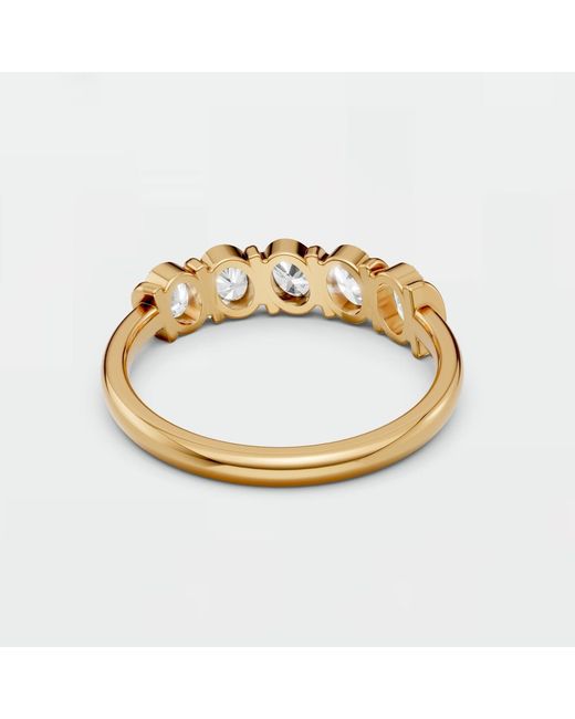 Aya Fine Jewelry Metallic 0.85 Cwt Oval Lab Diamond Five Stone Wedding Band