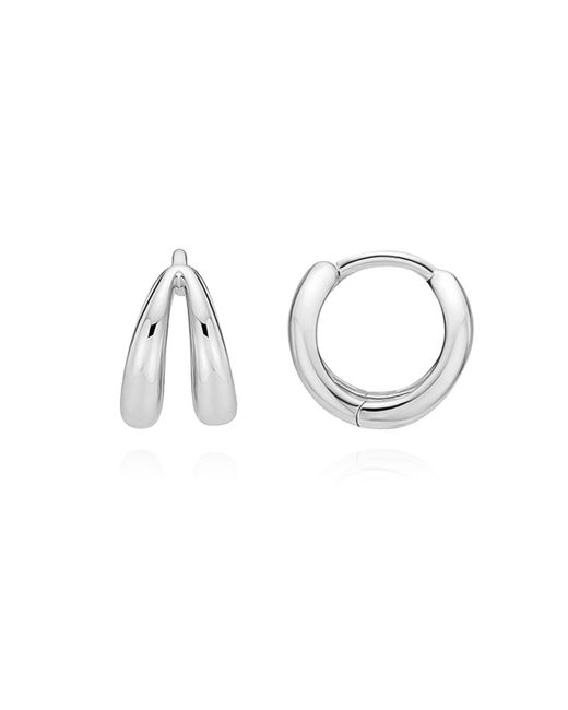 Cote Cache Metallic Mini Double Line Huggie Hoop Earrings