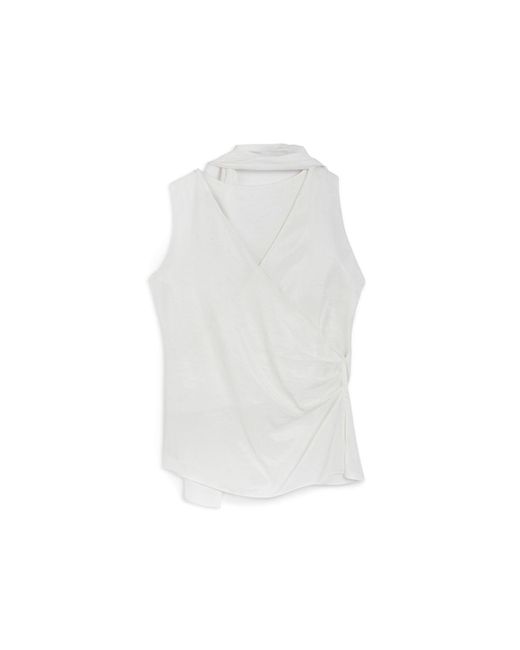 Nocturne White Shawl-Designed Blouse