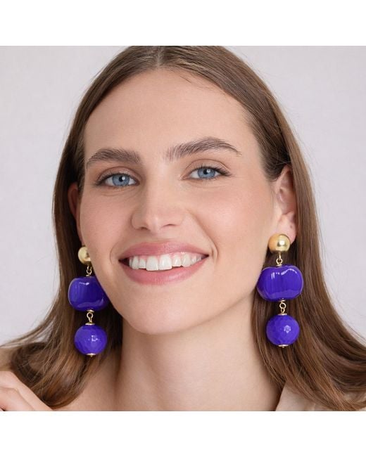 Michael Nash Jewelry Purple Analise Triple Resin Drop Pierced Earrings