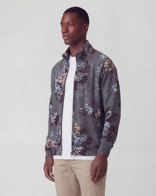 Lords of Harlech Blue Neville Exotic Floral Printed Zip Jacket for men