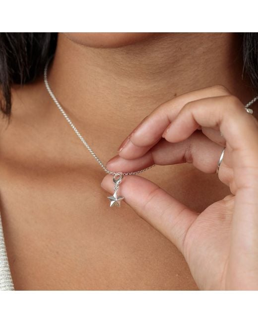 Lily Charmed Metallic Sterling Faceted Star Charm Necklace
