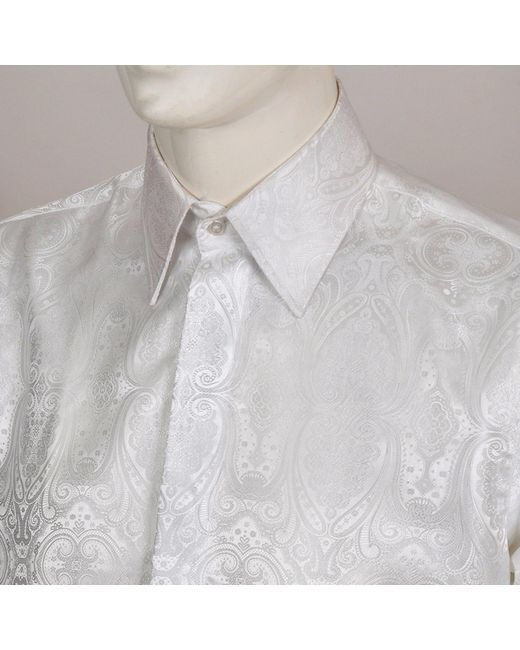 DAVID WEJ White Kensington Floral Jacquard Tunic Shirt for men