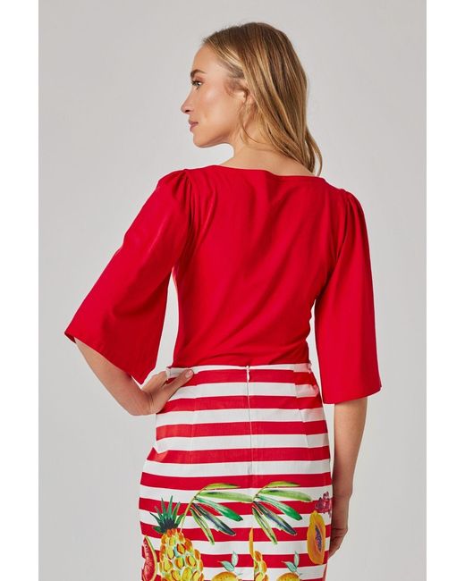 Marianna Déri Red Sweetheart Neckline Top