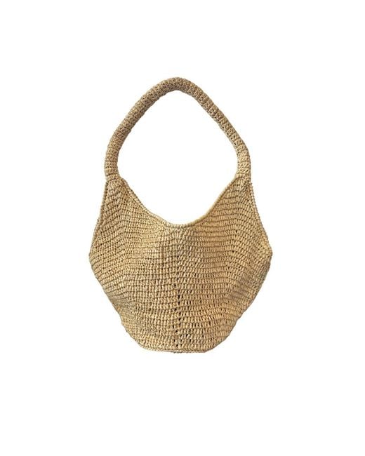 PAIGE Brown Neutrals Handwoven Raffia Tote Handbag