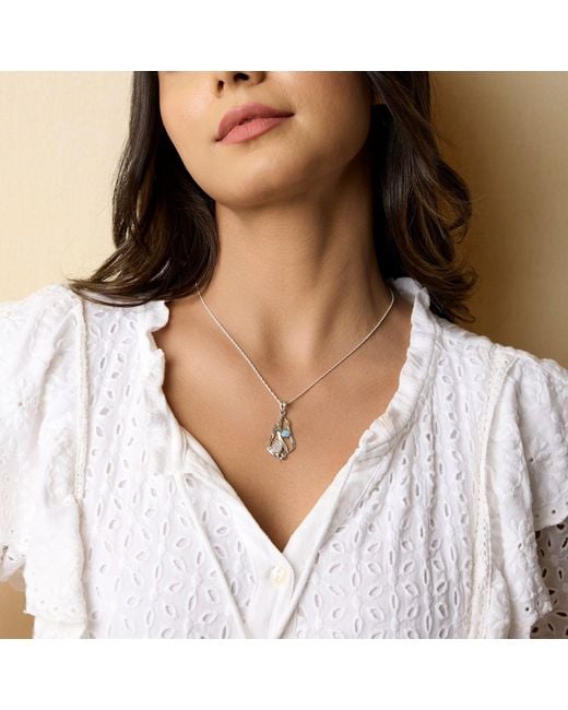 Isla Silver Metallic Handmade Moonstone & Opal Pendant