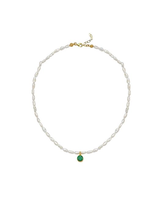 LINYA JEWELLERY Metallic Cosmic Small Pearl Zodiac Necklace Birthstone