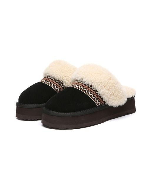 EverAu Australia Black Crake Knitted Platform Slippers