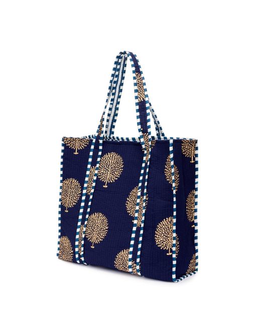 At Last Blue Cotton Tote Bag In French Navy