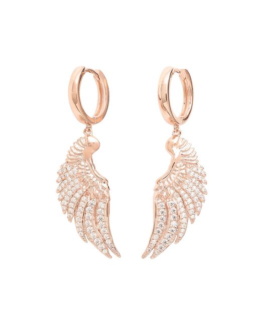 Seven Saints Pink Angel Wing Pave Huggie Earrings