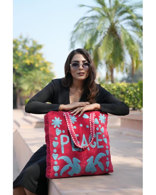 Conscious Yoga Collective Pink Peace Suzani Tote