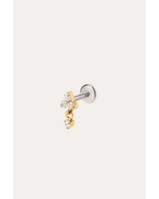 Vanhi Metallic Crystal Dangle Threadless Flat Back Titanium Cartilage Stud