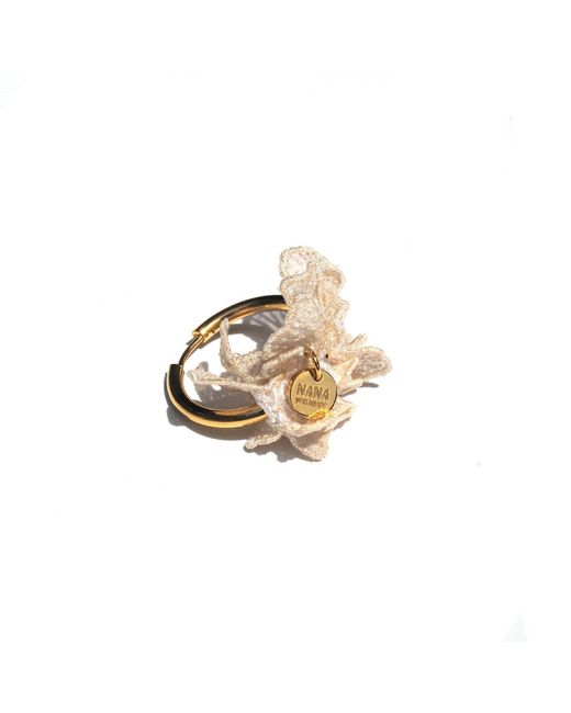 Nana Watanabe Metallic Swell Wave-Inspired Embroidered Earrings