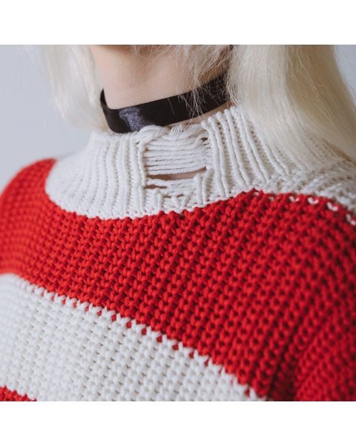 SVETA Milano Red Amélie Striped Knit Sweater