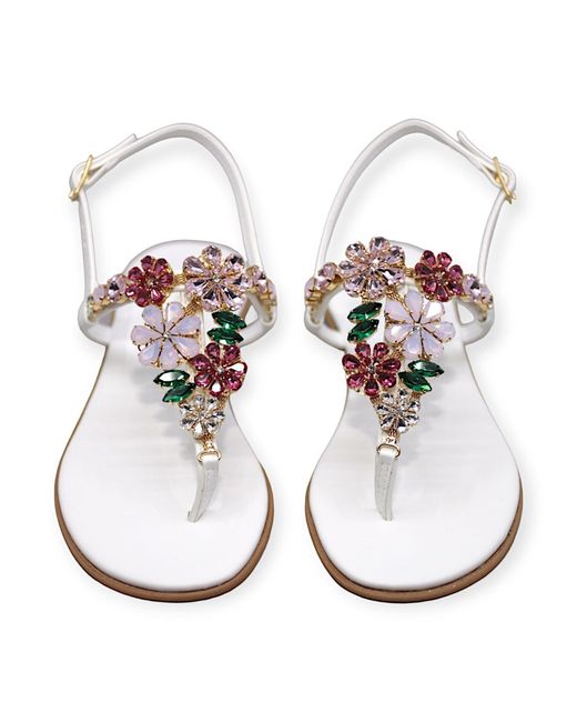 DAMAPREZIOSA Metallic Gilda Bouquet Jewel Sandal