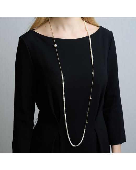 Corina Mardari Jewelry White Super Long Pearl Filled Necklace
