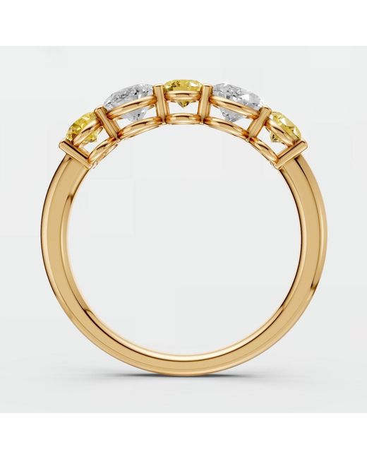 Aya Fine Jewelry Metallic Oval Five Stone Lab Diamond Wedding Band