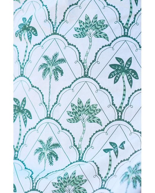 Yumi' Green Palm Tree Cotton Shift Mini Dress