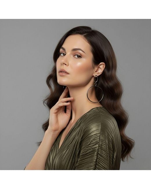 Jaredjamin Metallic Antique Ophelia Drop Hoop Post Earrings
