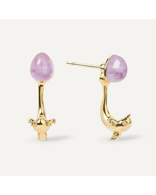 Freqnc Atelier Metallic Dolphin Earrings Amethyst Ear Jackets