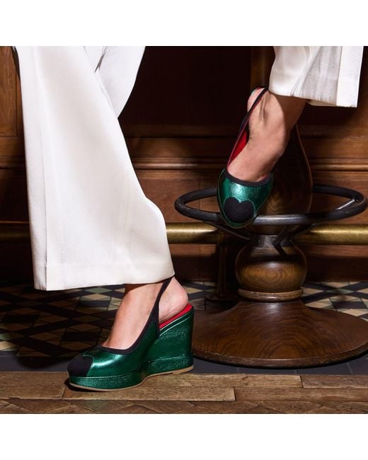 Rosamund Muir London Green Lavinia Metallic & Suede Wedges