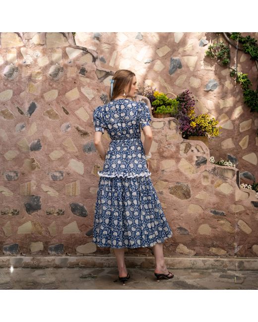 Echo of Pink Blue Midi Dress