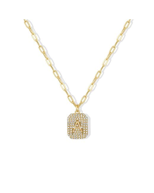 Argento Vivo Metallic The Pave Initial Dog Tag